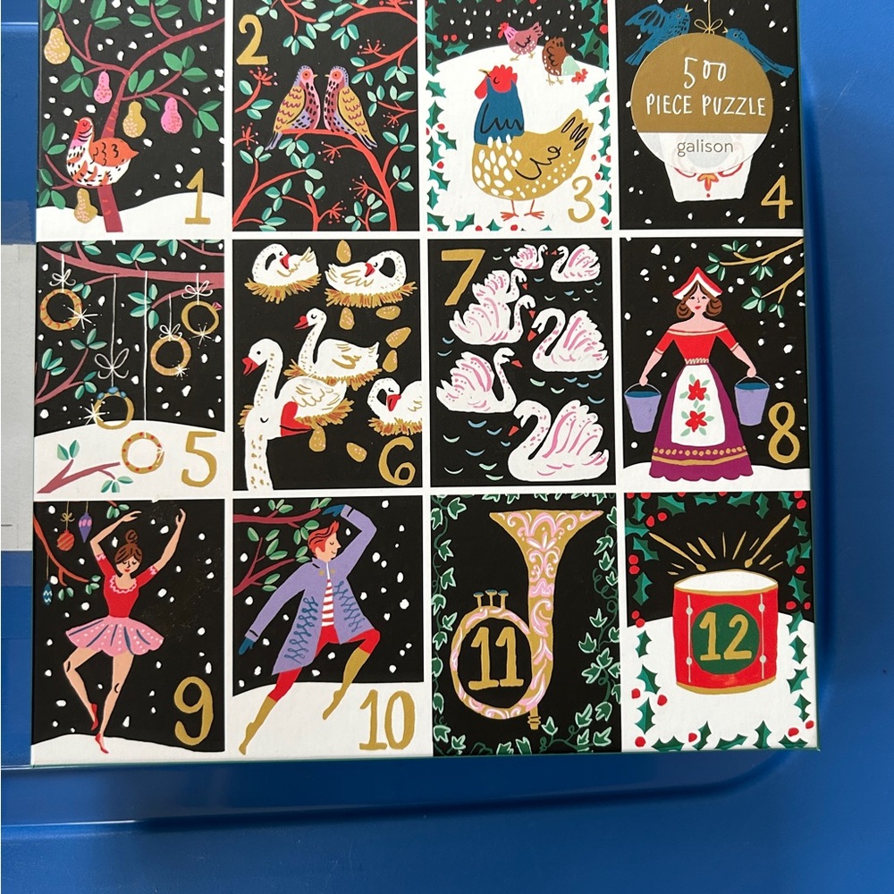 Galison 500 Piece Puzzle with Festive Design: 12 Days of Christmas